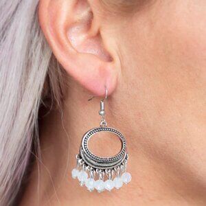 Paparazzi Jewelry Accessories - Happy Days - White Earrings - Vintage